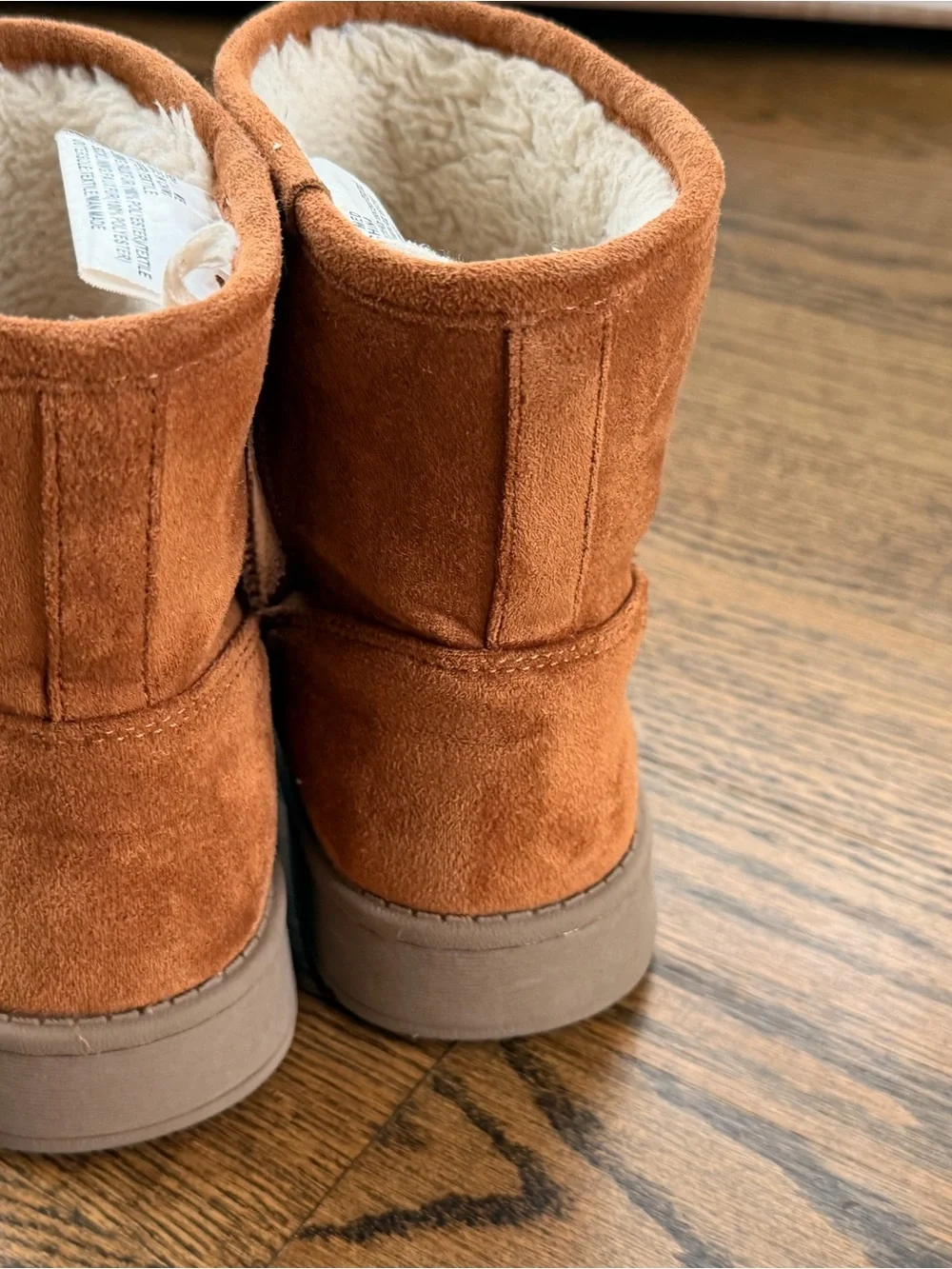Kids Cozy Faux-Suede Winter Boots - Chestnut